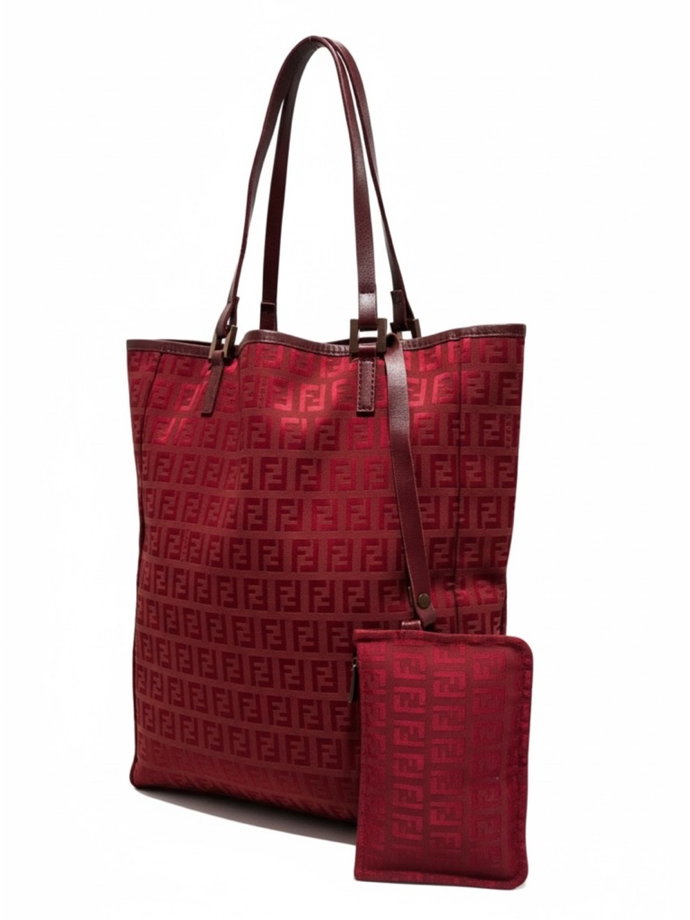 Fendi Red Zucca Tote Bag w/ Matching Pouch – Iconic FF Print